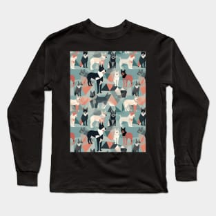 Geometric dogs pattern, geometric dog Long Sleeve T-Shirt